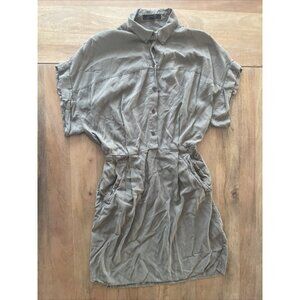 All Saints Mario Dress Women's US Size 8 Green Elastic Waist Popover Pockets